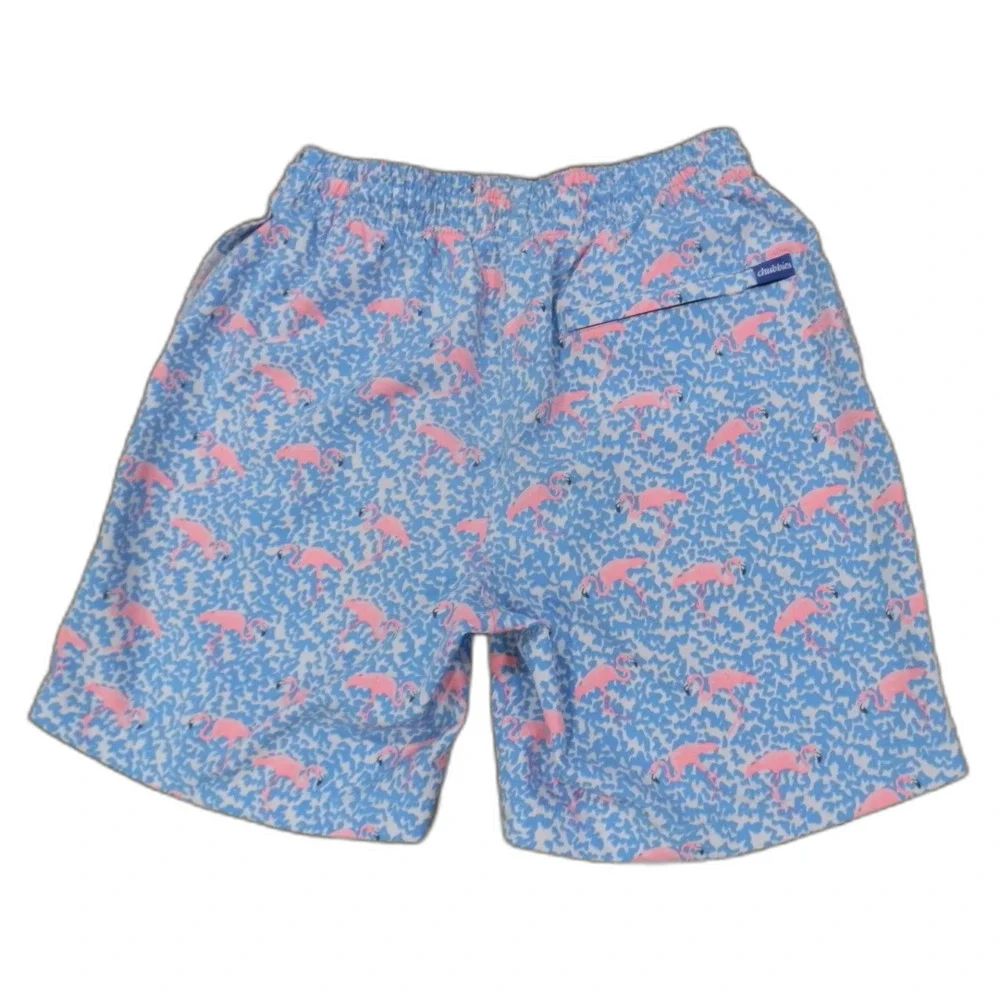 Chubbies Blue Pink Flamingo Swim Trunks Shorts 7 Inch Inseam Men's Size Small